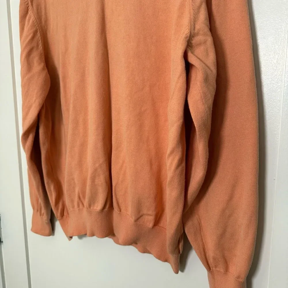 Brooks Brothers 346 Sweater Mens Large Peach 100% Supima Cotton V Neck Preppy